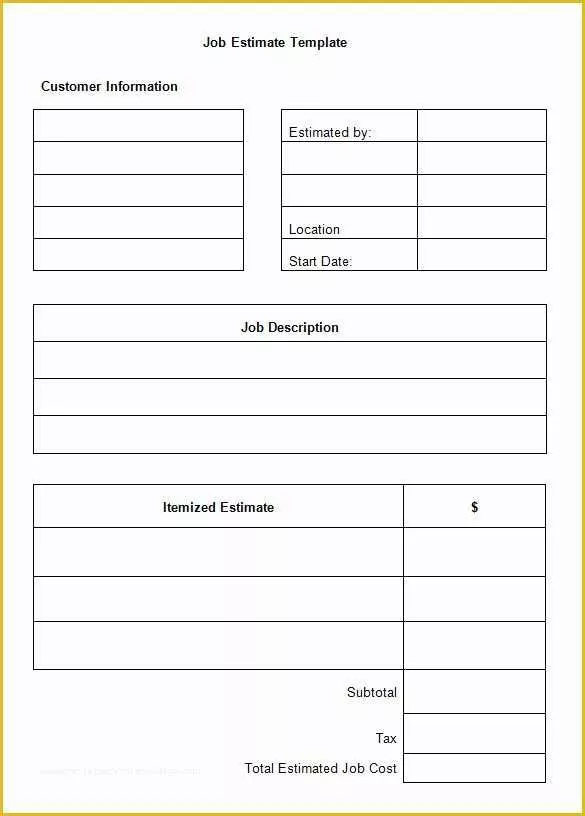 Job Costing Template Free Download Of 5 Job Estimate Templates – Free Word Excel & Pdf