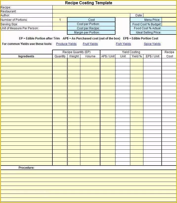 Job Costing Template Free Download Of Chef S Resources Plate Cost How to Calculate Recipe Cost