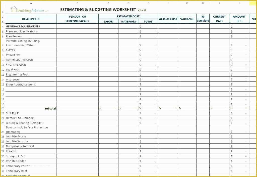 Job Costing Template Free Download Of Job Cost Template Construction X Construction Job Costing