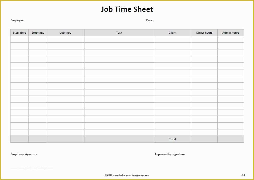 Job Costing Template Free Download Of Job Time Sheet Template