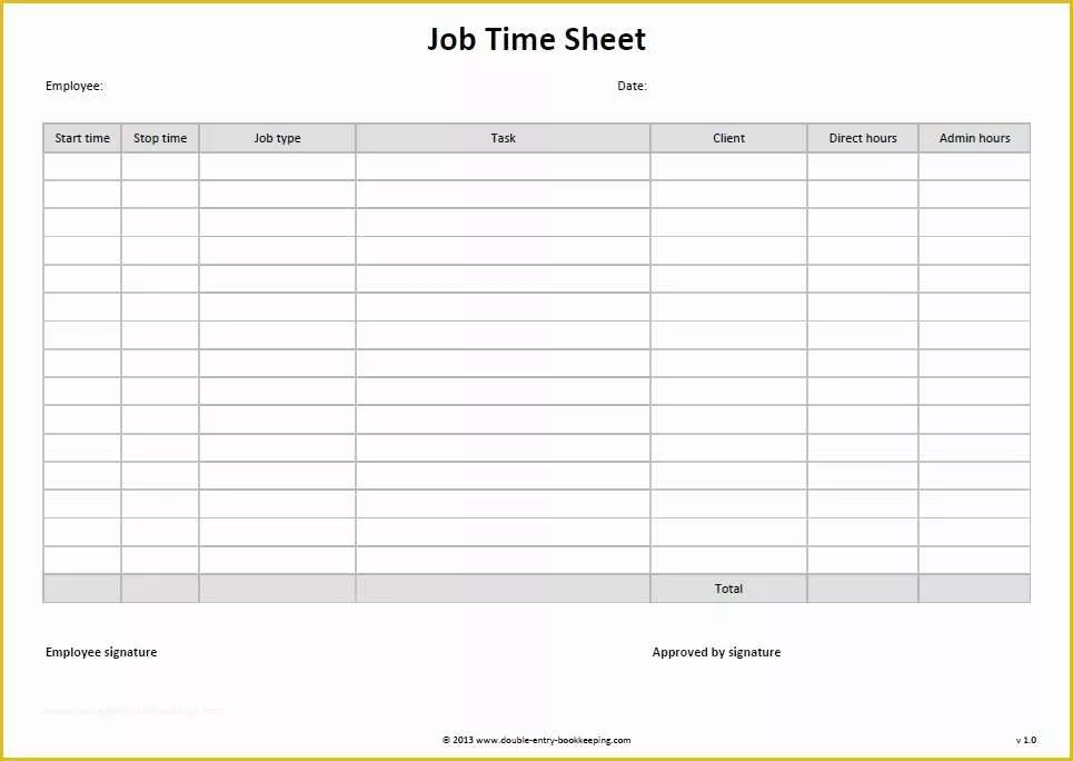 Job Costing Template Free Download Of Job Time Sheet Template