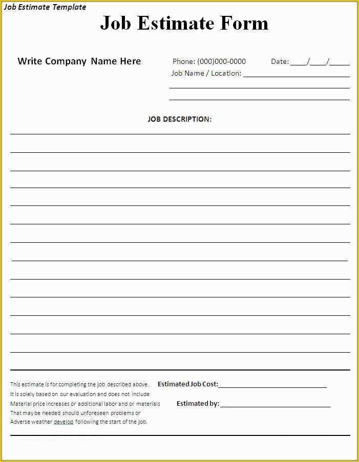 Job Proposal Template Free Download Of 10 Job Estimate Templates Excel Pdf formats
