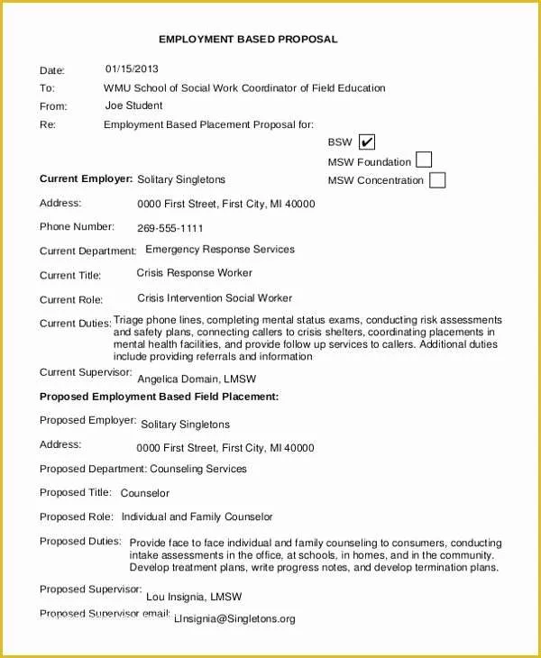 Job Proposal Template Free Word Of Employment Proposal Template Job Proposals