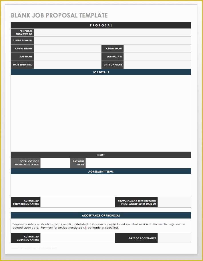 Job Proposal Template Free Word Of Free Job Proposal Templates