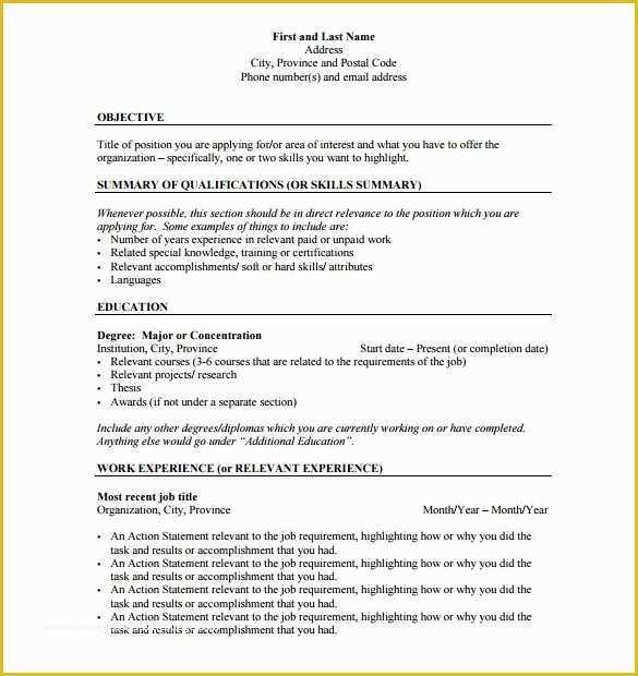 Job Resume Template Free Download Of 9 Resume Outline Templates Doc Excel Pdf