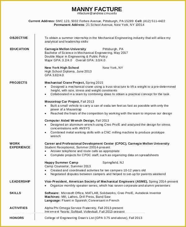 Job Resume Template Free Download Of First Job Resume 7 Free Word Pdf Documents Download