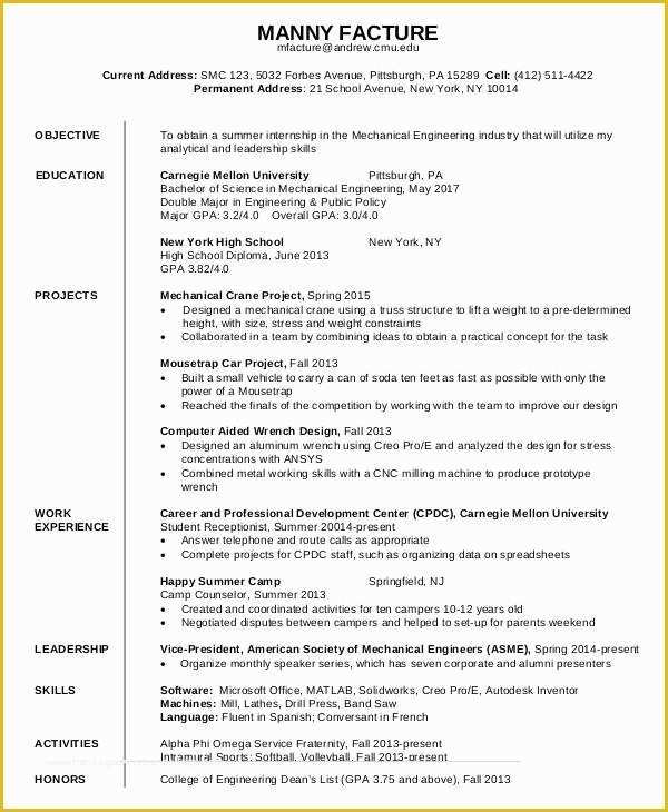 Job Resume Template Free Download Of First Job Resume 7 Free Word Pdf ...