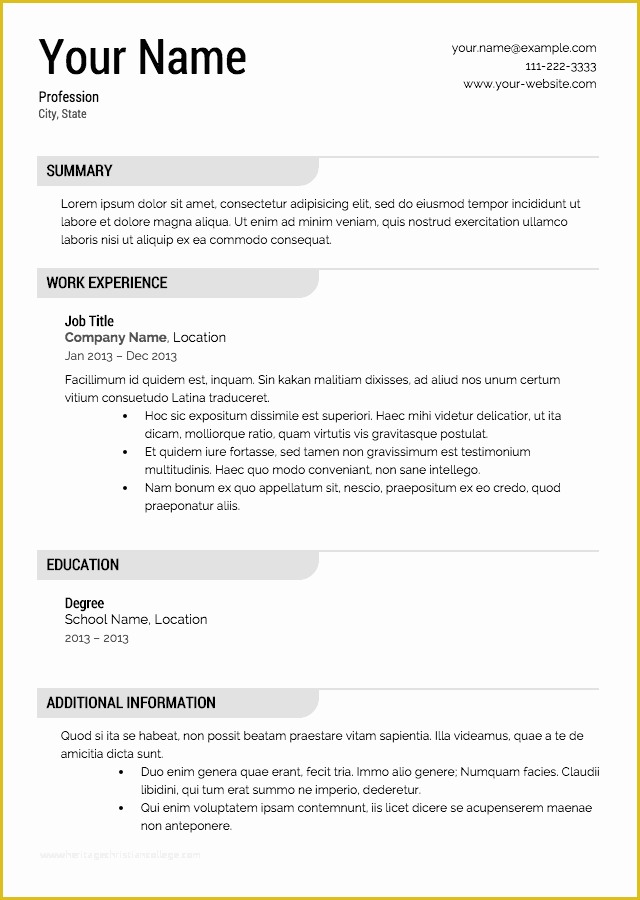 Job Resume Template Free Download Of Free Resume Templates