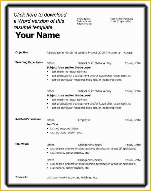 Job Resume Template Free Download Of Job Resume format Download Microsoft Word