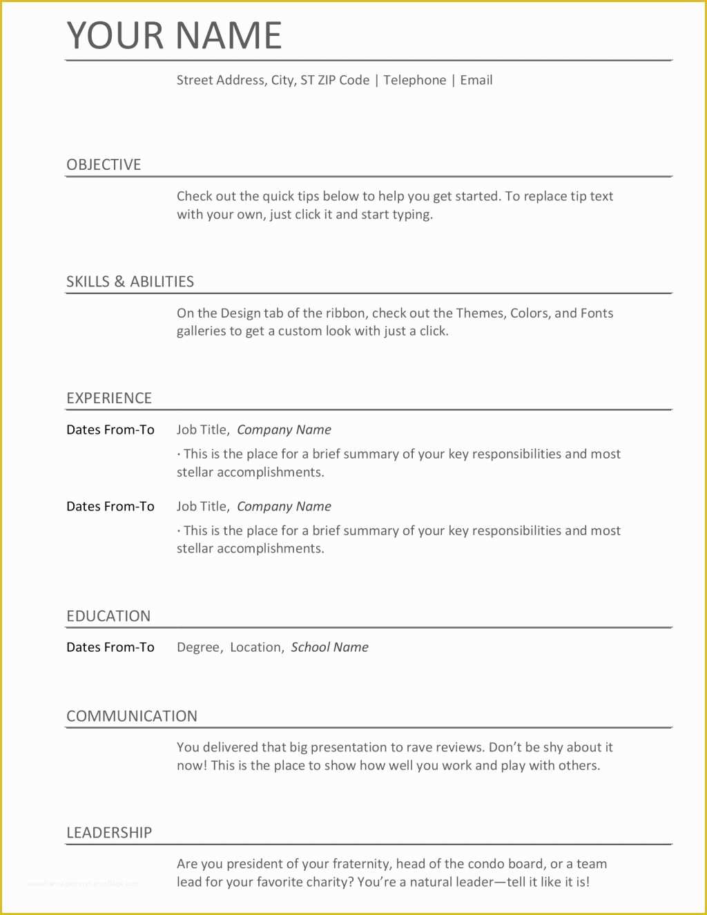 Job Resume Template Free Download Of Resume and Template 55 Phenomenal Job Resume Template