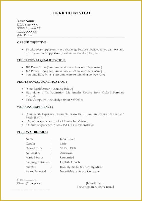 Job Resume Template Free Download Of Resume Pattern Download Template for Job Resume Pattern