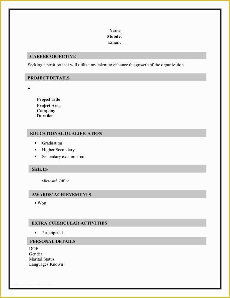 Job Resume Template Free Download Of Resume Sample formats Download 2 Page Resume 1 [