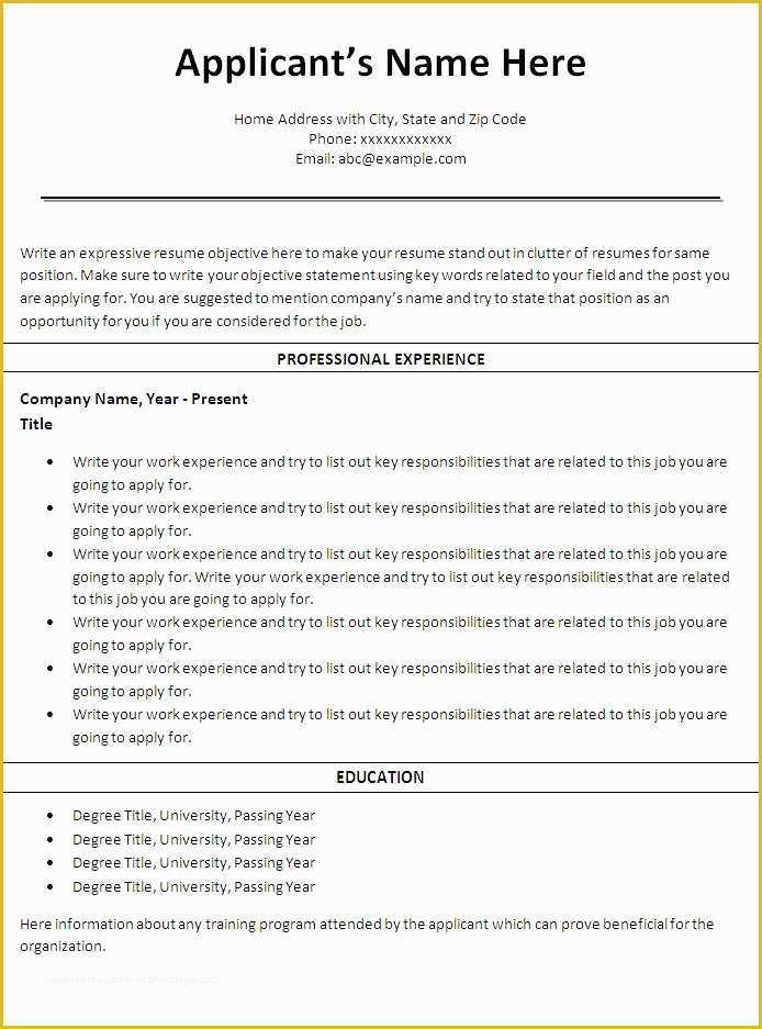 Job Resume Template Free Download Of Resume Templates