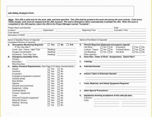 Job Safety Analysis Template Free Of 10 Project Checklist Template Excel Exceltemplates