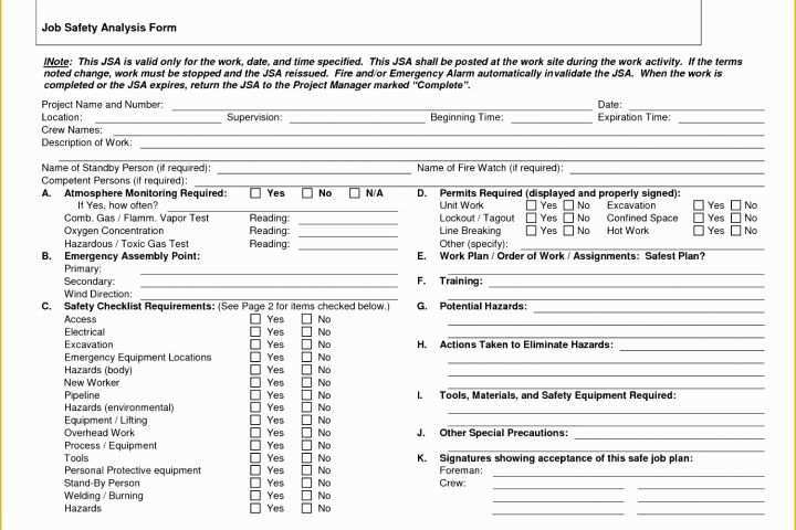 Job Safety Analysis Template Free Of 10 Project Checklist Template Excel Exceltemplates