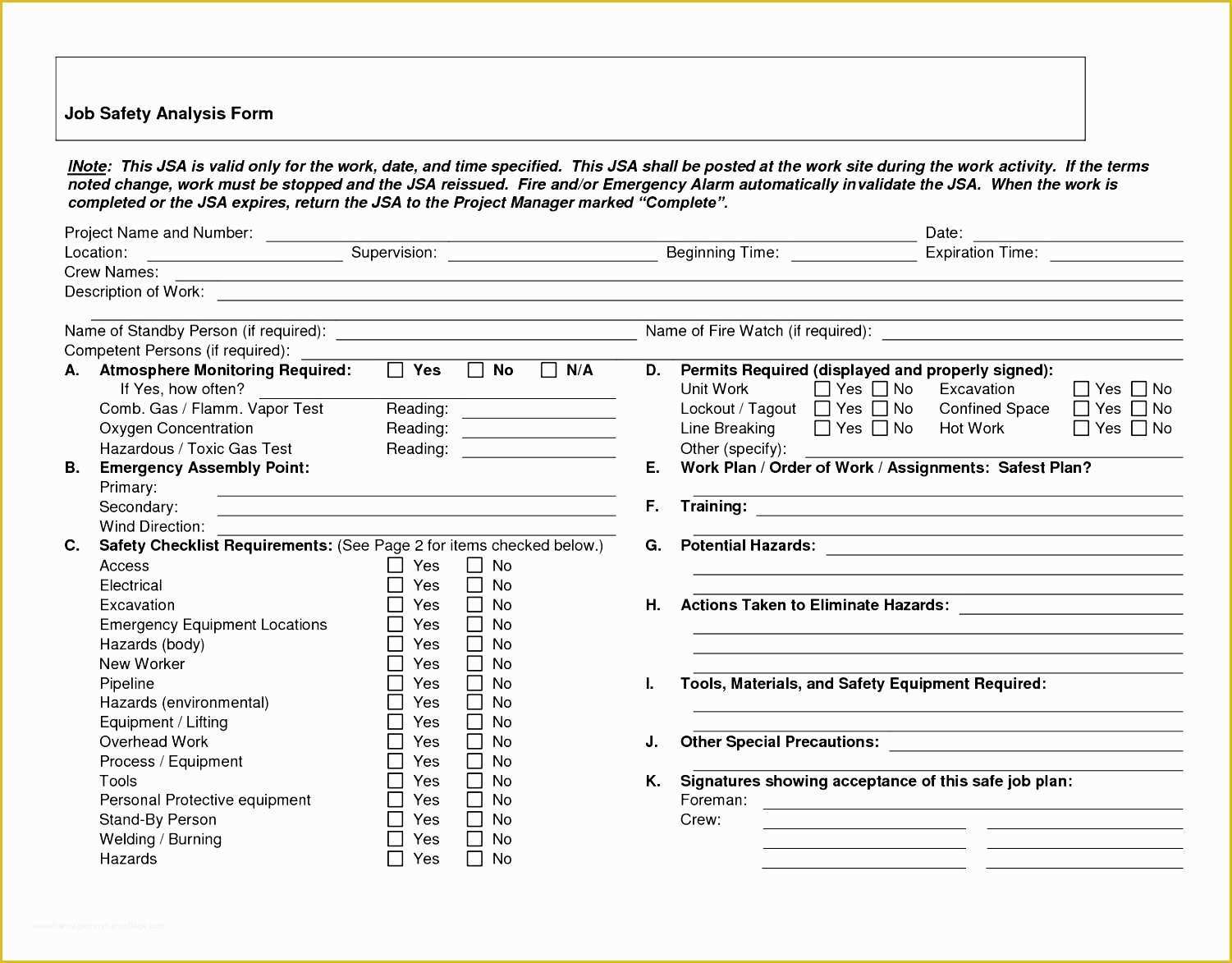 42 Job Safety Analysis Template Free