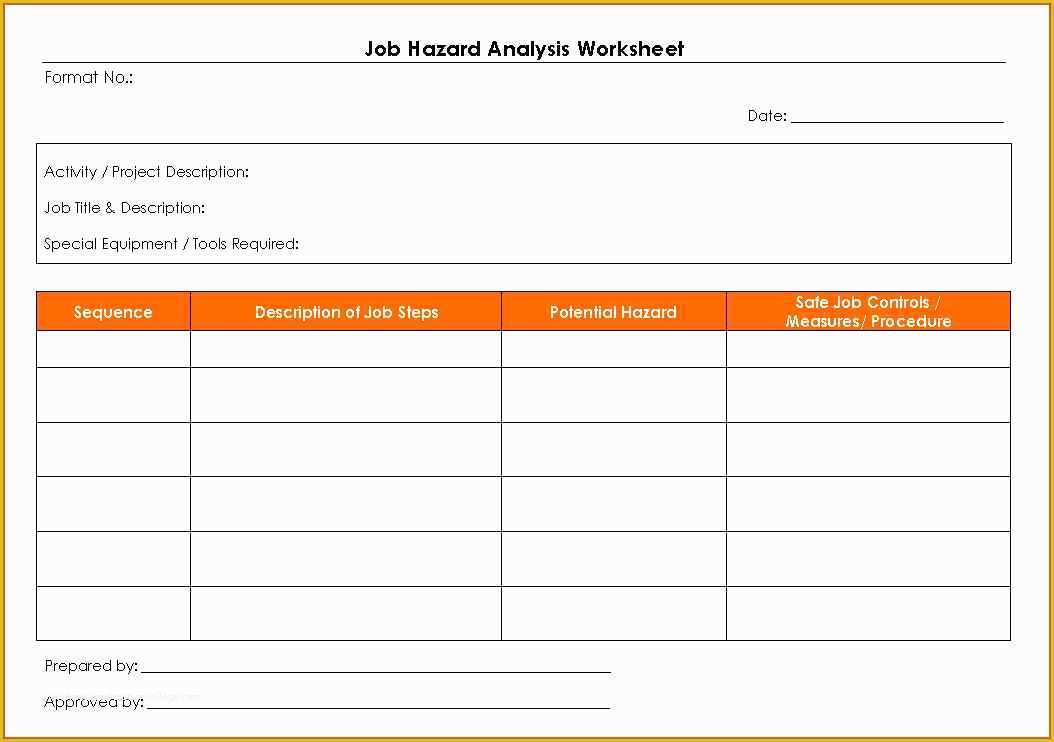 Job Safety Analysis Template Free Of Job Hazard Analysis form
