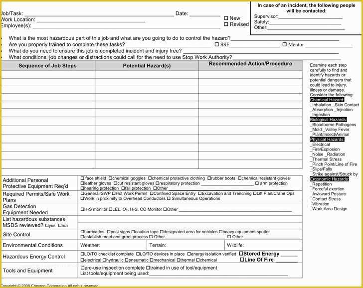 Job Safety Analysis Template Free Of Job Hazard Analysis Template Beepmunk