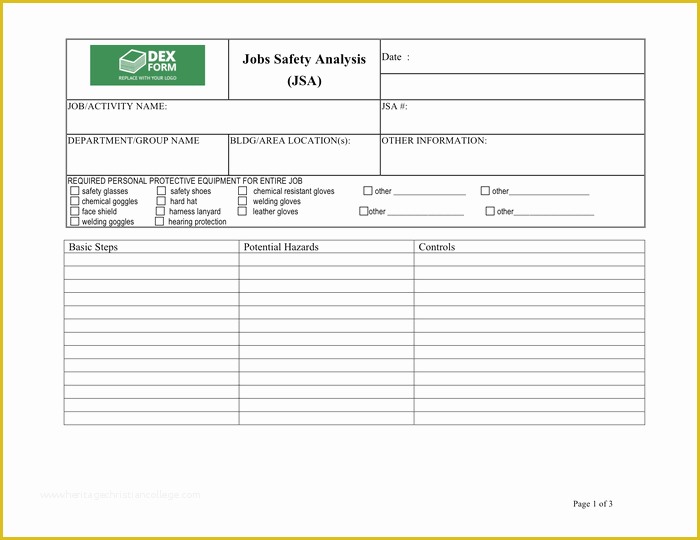 Job Safety Analysis Template Free Of Job Safety Analysis Template Free Documents for