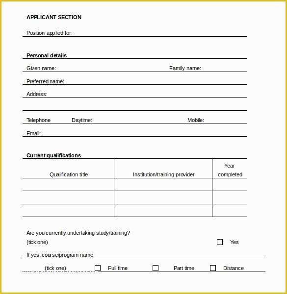 Job Templates Free Download Of 15 Employment Application Templates – Free Sample