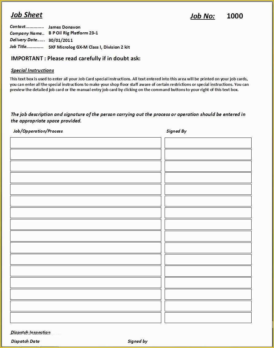 Job Templates Free Download Of 4 Free Job Sheet Templates Word Excel Pdf formats