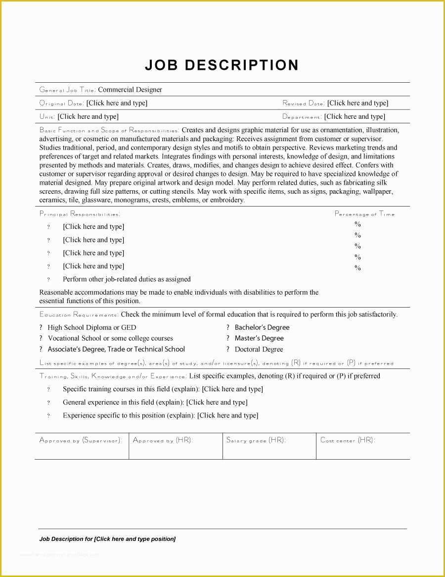 Job Templates Free Download Of 49 Free Job Description Templates & Examples Free