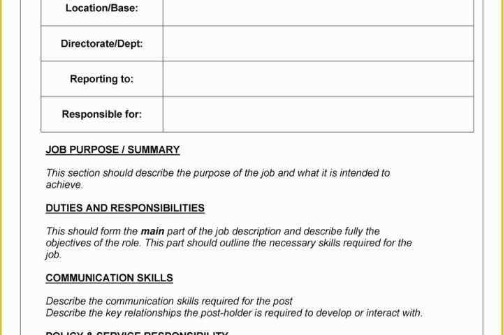 Job Templates Free Download Of 49 Free Job Description Templates &amp; Examples Free