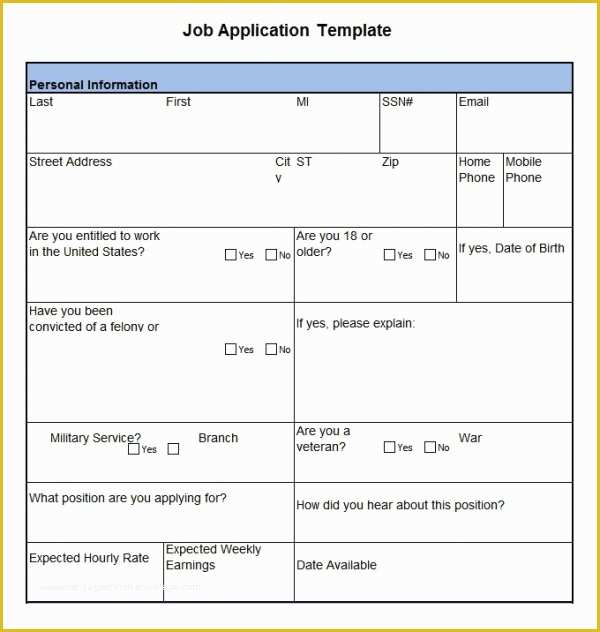 Job Templates Free Download Of Job Application Template 19 Examples In Pdf Word