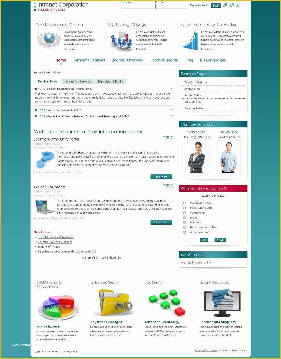 Joomla Intranet Template Free Of Jm Intranet Corporation Premium Joomla Business Template