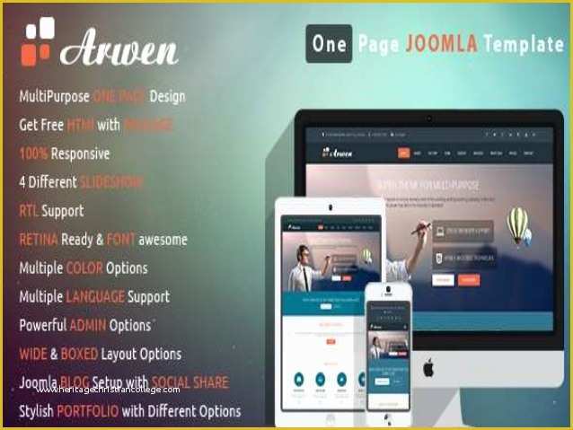 Joomla One Page Template Free Of Arwen Responsive E Page Joomla Template theme