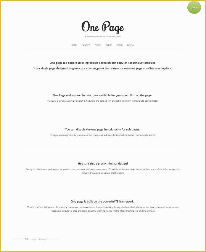 Joomla One Page Template Free Of E Page Responsive Joomla Scrolling Template