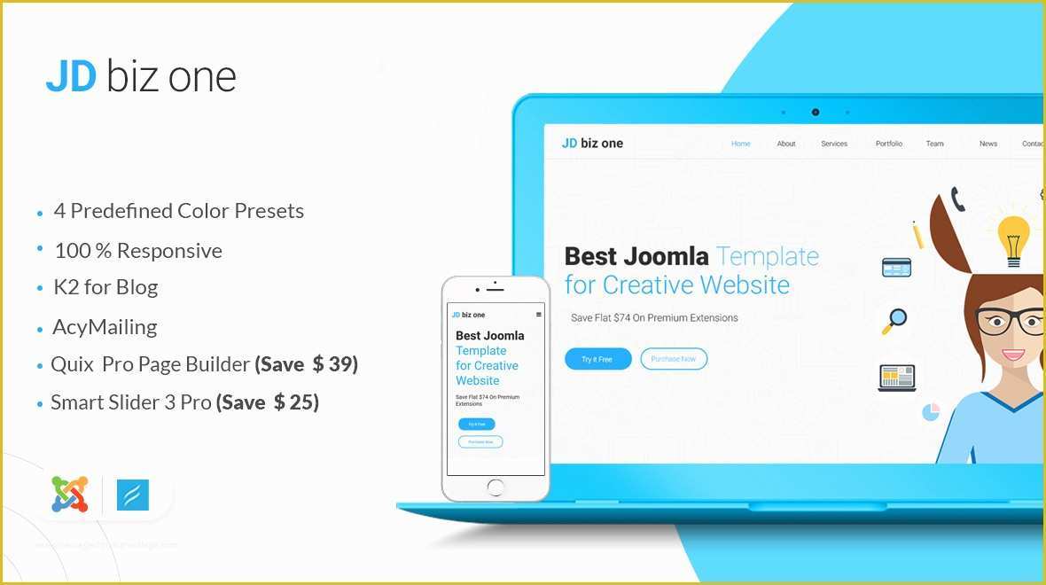 Joomla One Page Template Free Of Jd Biz E E Page Joomla Template themes & Templates