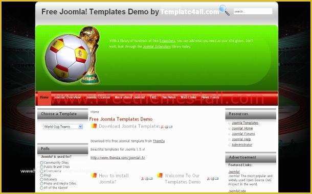 Joomla Templates Free Download Of Free soccer Joomla Green Red theme Template Download