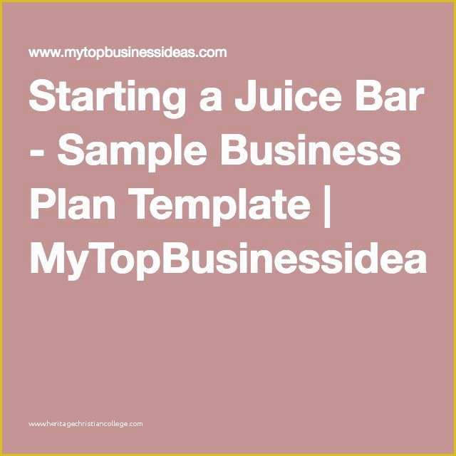 Juice Bar Business Plan Template Free Of 19 Best Business Plan Images On Pinterest