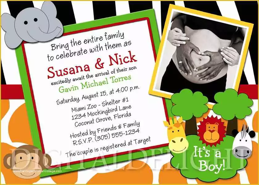 Jungle Baby Shower Invitations Free Template Of Baby Shower Jungle Invitation Wording – Party Xyz