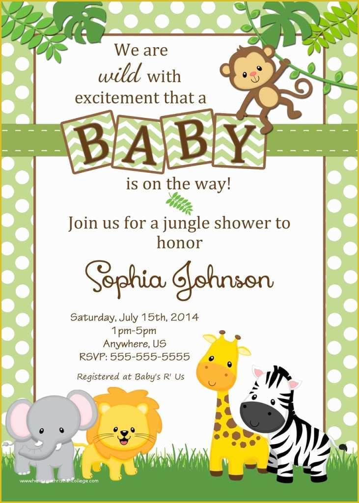 Jungle Baby Shower Invitations Free Template Of Baby Shower Jungle theme Invitations