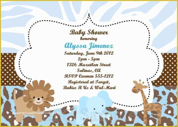 Jungle Baby Shower Invitations Free Template Of Blue Safari Baby Shower Invitations Templates