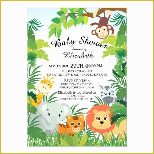 Jungle Baby Shower Invitations Free Template Of Cute Jungle Safari Baby Shower Invitations