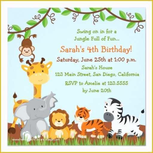 Jungle Baby Shower Invitations Free Template Of Cute Safari Jungle Birthday Party Invitations