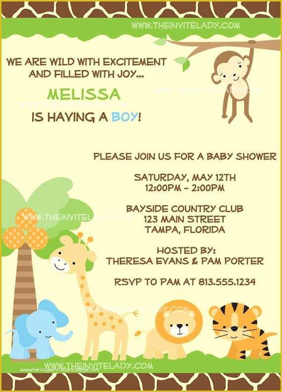 Jungle Baby Shower Invitations Free Template Of Items Similar to Jungle Baby Shower Invitations Safari