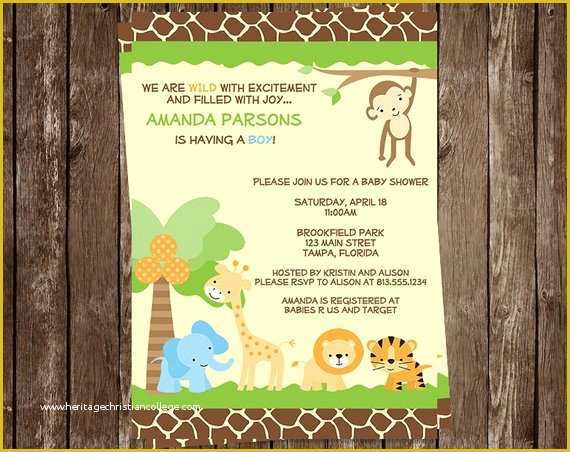 Jungle Baby Shower Invitations Free Template Of Jungle Baby Shower Invitations Safari Animal Print Monkey
