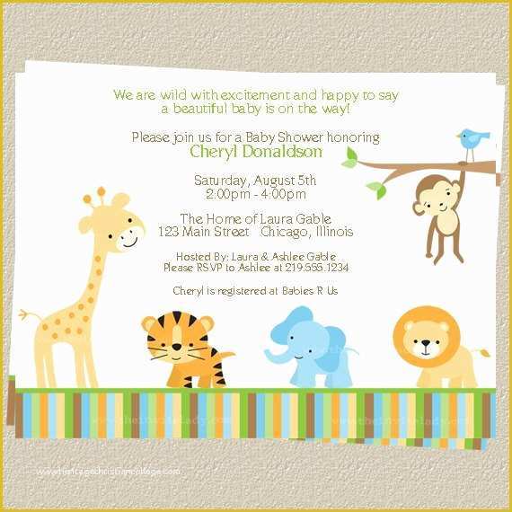 Jungle Baby Shower Invitations Free Template Of Jungle Baby Shower Invitations Zoo or Safari by