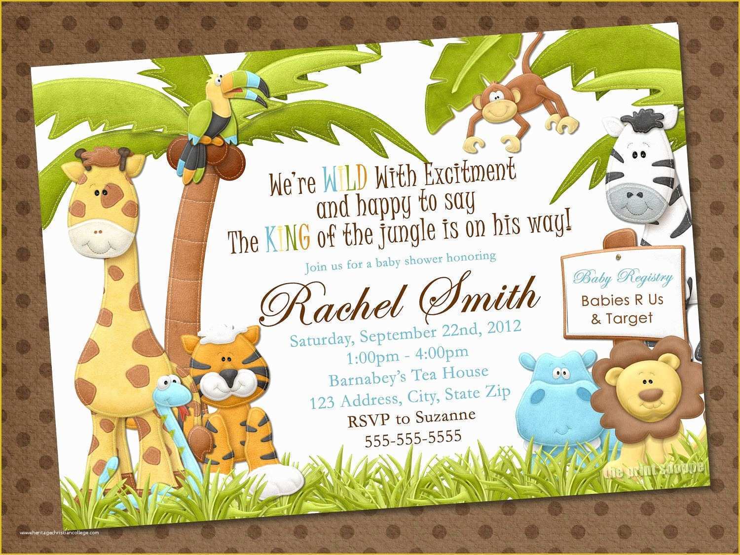 Jungle Baby Shower Invitations Free Template Of Jungle Safari Zoo themed Party Invitations