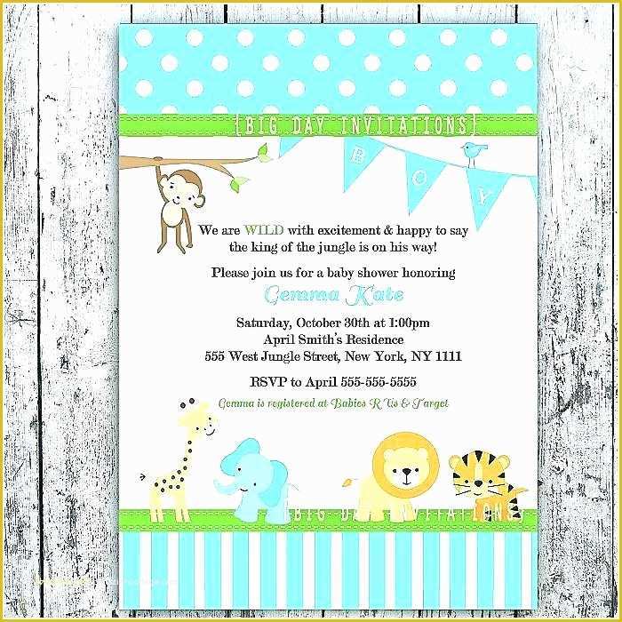 Jungle Baby Shower Invitations Free Template Of Jungle theme Baby Shower Invitations Safari Baby Shower