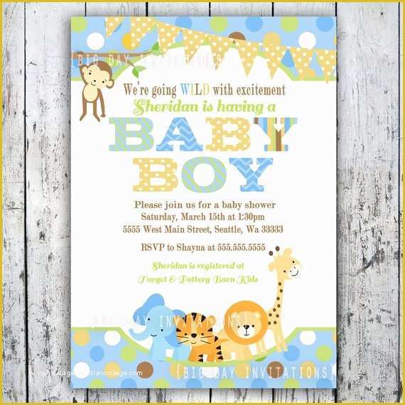 Jungle Baby Shower Invitations Free Template Of Safari Baby Shower Invitations Jungle Animal theme Printable