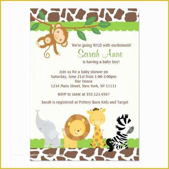 Jungle Baby Shower Invitations Free Template Of Safari Jungle Baby Boy Shower Invitation