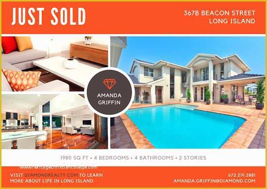 Just sold Flyer Template Free Of orange Just sold Real Estate Postcard Templates by Canva