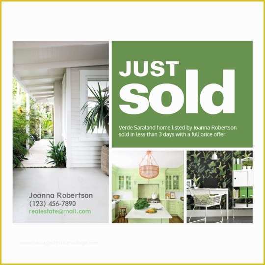 Just sold Postcard Templates Free Of Bright Green Just sold Real Estate Advert Template