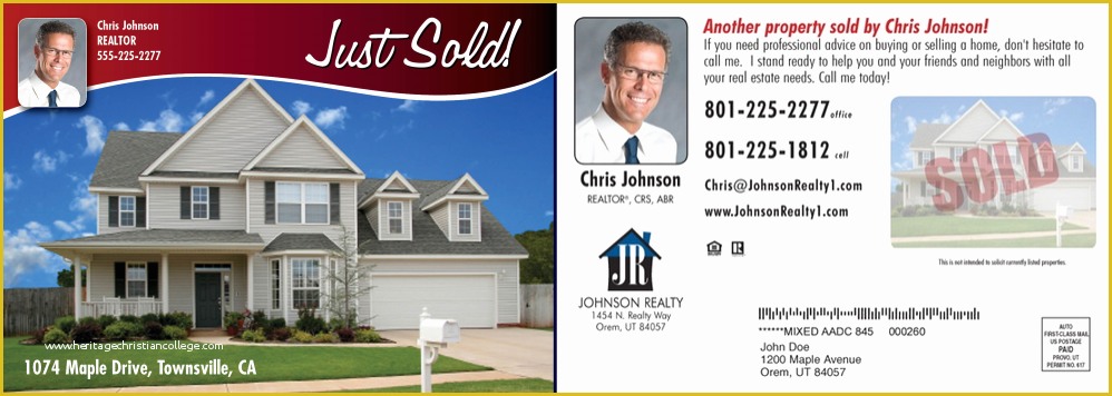 Just sold Postcard Templates Free Of Realtor Postcards