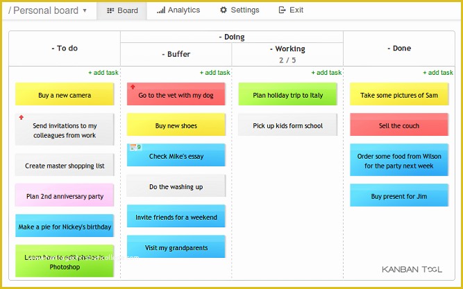 Kanban Board Template Free Of Personal Kanban Board